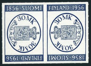 Finland 341 tete-beche,MNH.Michel 457 tb. EXPO FINLANDIA-1956,Post horn.