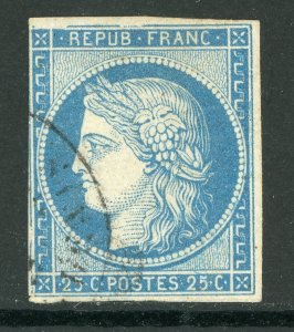 France Colonies 1872 General Issues 25¢ Blue Scott # 12 VFU D635