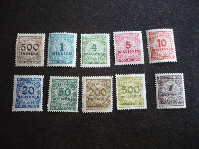 Stamps - Germany - Scott#280-281,284-287,289,291-294 -Used Part Set of 10 Stamps