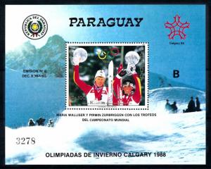 [92276] Paraguay 1987 Olympic Games Calgary Skiing B Sheet MNH