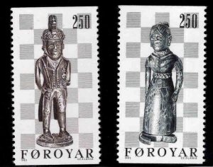 FAROE ISLANDS Scott 93-94, King and Queen Chess Pieces Mint No Gum