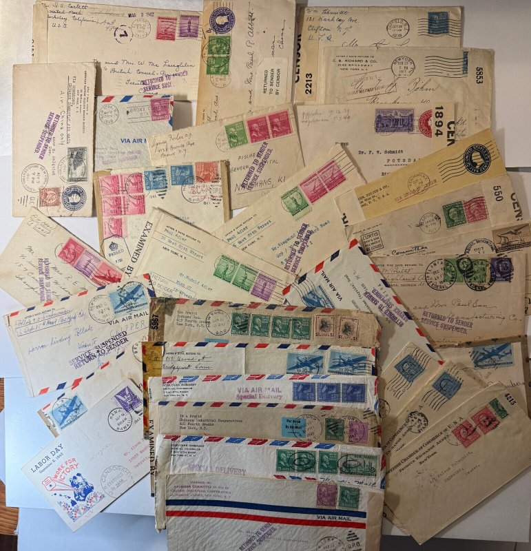 30 Covers to China & Europe - Censored WWI, WWII, Pearl Harbor, Return To Sender