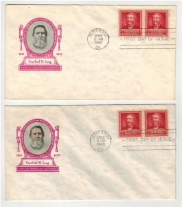 1940 FAMOUS AMERICANS 875 SCIENTIST CRAWFORD W LONG IOOR SET OF 2 VARIETIES