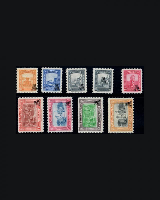 VINTAGE: COLOMBIA 1951 OG NH SCOTT C208-216 $68.25  LOT # COL1951X