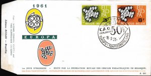 Belgium 1961 Europa (2) on FDC Packet style cover Scott 572-73 Unaddressed