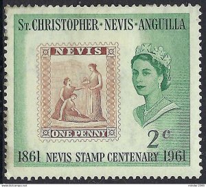 ST CHRISTOPHER NEVIS & ANGUILLA 1961 QEII 2c  Red-Brown & Green SG123 MH