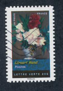 France 2015 Scott 4812 used - Painting of flowers,‭ Peonies by Edouard Manet