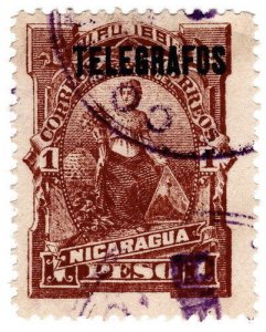 (I.B) Nicaragua Telegraphs : 1P Red-Brown (1891) 