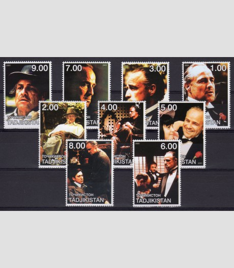 TADJIKISTAN 2001 Marlon Brando The Godfather Set (9) Perforated mnh.vf