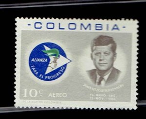 COLOMBIA SCOTT#C455 1963 JOHN F. KENNEDY AND ALLIANCE FOR PROGRESS - MNG