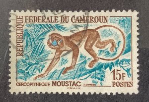 Cameroon 1962 Scott 368 used - 15Fr,  Monkey, Moustached Guenon