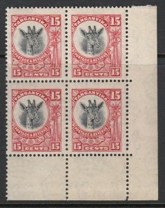 Tanganyika, Sc 14 (SG 76), MNH block of four