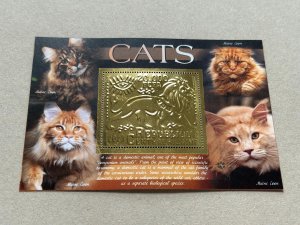 Stamps. Fauna. Cats  2023 year 6 blocks Foil. Gold perforated  NEW MNH**