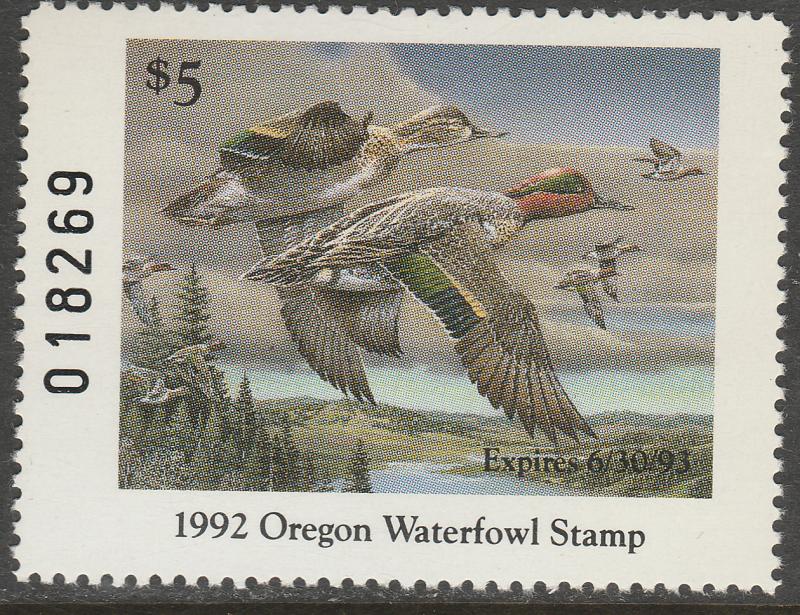 U.S.-OREGON 10, STATE DUCK HUNTING PERMIT STAMP. MINT, NH. VF