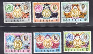 LIBERIA SC# 641-46 CTO SET 1973 W.H.O. ANNIV.