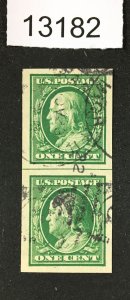 MOMEN: US STAMPS  # 383 LINE PAIR XF-SUP USED LOT #13182