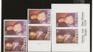 GB Local  Calf of Man  1968 Paintings 5th   perf pair & imperf  and min sht  MNH