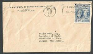 1947 Vancouver Canada Univ Of British Columbia W/100th Anniversary Of See Info