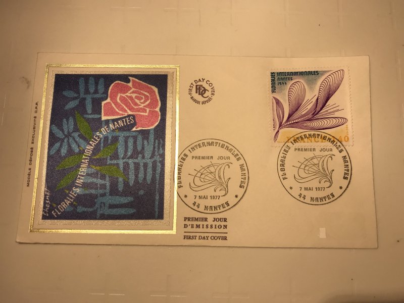 France Colorano silk FDC, 7 mai 1977, Floralies internationales de Nantes