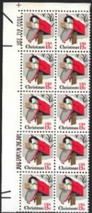 US #1730 MNH Zip Code & ME Block of 10 stamps. Christmas. Mailbox with gifts.