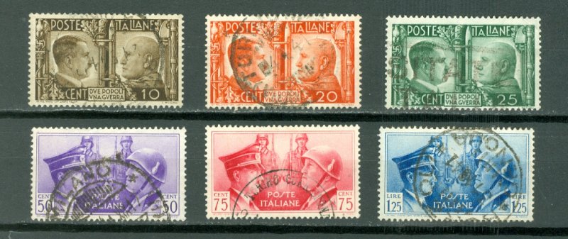 ITALY HITLER-MUSSOLINI #413-418..SET..USED NO THINS..$23.65