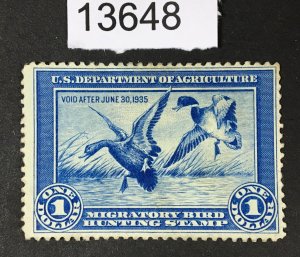 US STAMPS # RW1 DUCK UNUSED NO GUM CV. $175 LOT #13648