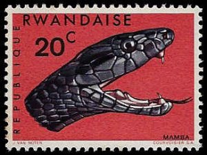 Rwanda #194 Unused LH; 20c Snake (1967)