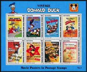 Guyana 2769 MNH Disney Vintage Donald Duck, Movie Posters