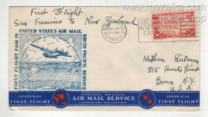 1940 TRANS-PACIFIC AIRMAIL 1ST FLIGHT F19-1 SAN FRANCISCO TO NEW ZEALAND & c22