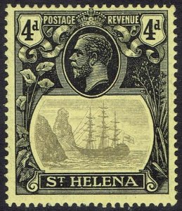 ST HELENA 1922 KGV SHIP 4D CLEFT ROCK VARIETY