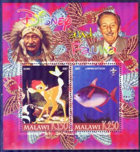 Malawi 2007 Walt Disney (XIV) Indians Scouting Scouts Fishes Sheet MNH