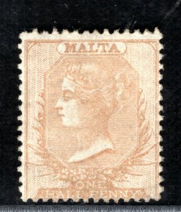MALTA Classic QV Halfpenny Stamp SG.3 ½d Buff (1863) Mint MM Cat £850 CBLUE30