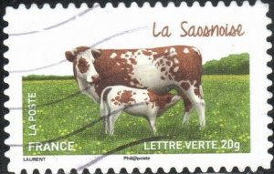 France 4576 - Used - (61c) La Saosnoise Cattle (2014) (cv $0.90)