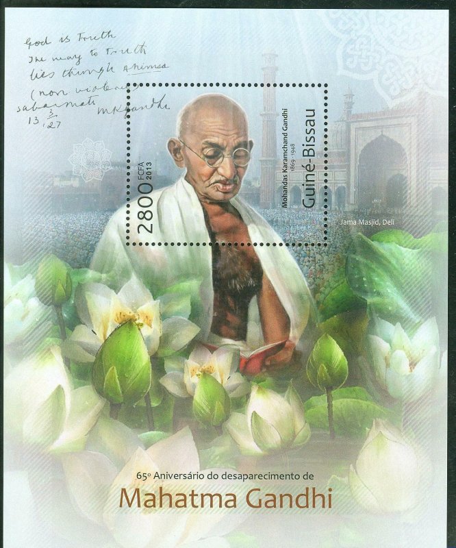 GUINEA BISSAU 2013 65th MEMORIAL  ANNIVERSARY MAHATMA GANDHI SOUVENIR SHEET