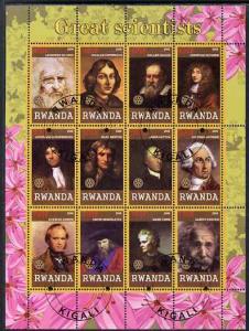 RWANDA SHEET USED SCIENTISTS DARWIN COPERNICUS DA VINCI 