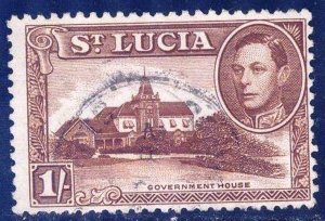 St. Lucia 1938 KGVI  Government House Mi. 110 Used
