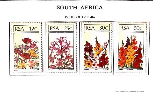 P) 1985 SOUTH AFRICA, FLORA FOREIGN ORIGIN, STRAWBERRY, SET OF 4 STAMPS, XF