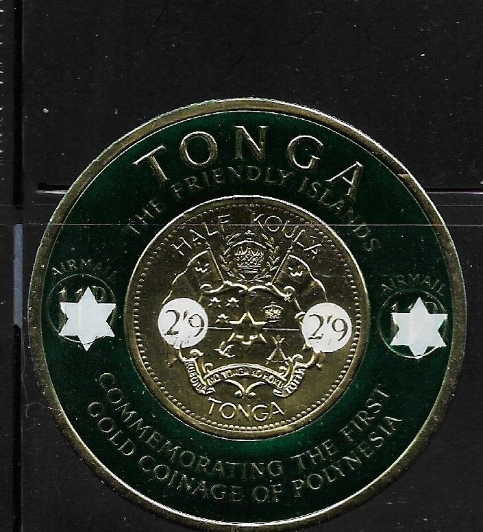 TONGA,C12, MNH, COAT OF ARMS COIN, SURCHARGED