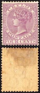 Ceylon SG123 4c Rosy Mauve Wmk CC Mint (Toned) Cat 80 pounds