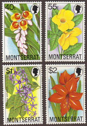 Montserrat #389-92 MH cpl flowers