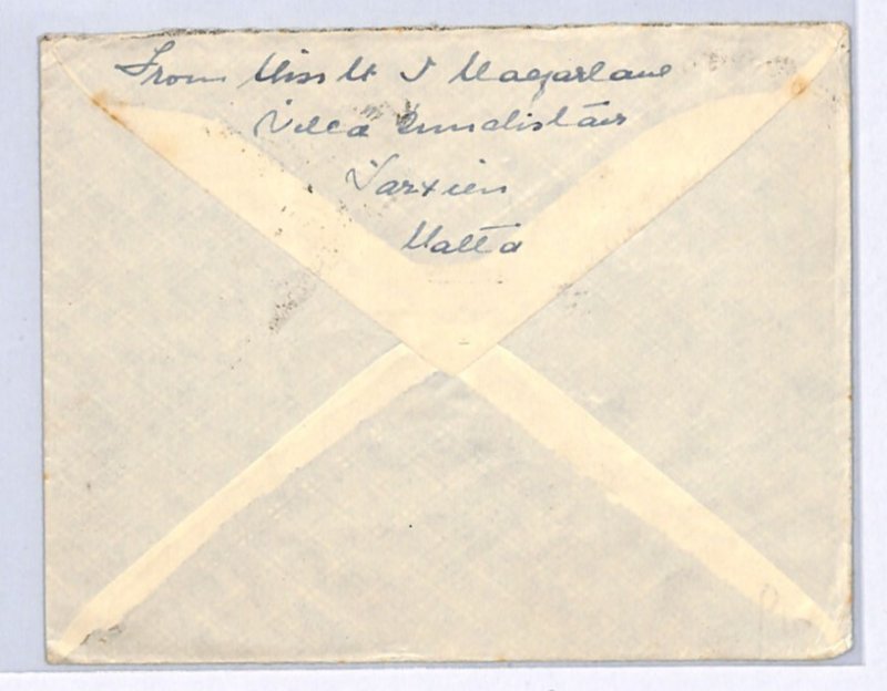 MALTA WW2 Cover Valletta RAF/ROYAL NAVY Label GB Devon Yelverton{samwells}XK99