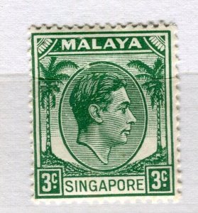 MALAYA SINGAPORE; 1940s early GVI portrait issue Mint hinged 3c. value