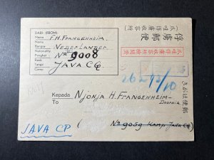 1940s Java Indonesia Postcard Prisoner of War POW Cover to Netherlands