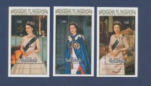 Cook Island 1986 Elizabeth II, 60 th Birthday (3 HV Sht, Cpt) MNH CV$12+