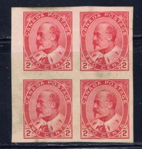 Canada 90a No Gum Imperf Block of 4  