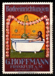 Vintage Germany Poster Stamp G. Hoffmann Bathing Facilities Frankfurt