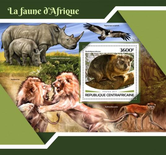 C A R - 2017 - African Fauna - Perf Souv Sheet - MNH