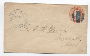 1850s U1 nesbitt envelope with crest Oxford MA [H.4163]