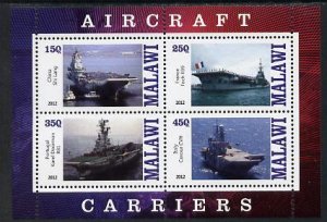 MALAWI - 2012 - Aircraft Carriers #4 - Perf 4v Sheet - MNH - Private Issue