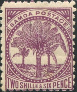 Samoa 1895 SG64b 2/6d deep purple Palm Tree MH